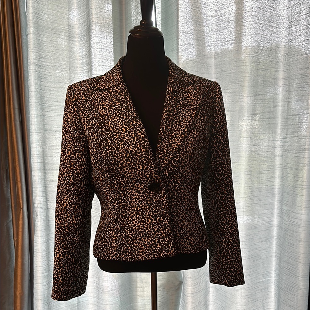 Liz Claiborne Black and Brown Animal Print Blazer